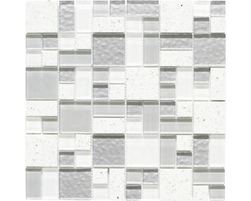 Mozaic sticlă XCM K990 mix alb 29,8x29,8 cm