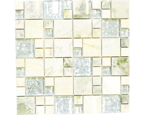 Mozaic sticlă-piatră naturală XCM MC639 mix multicolor 30x30 cm Placă de mozaic din sticlă și piatră naturală