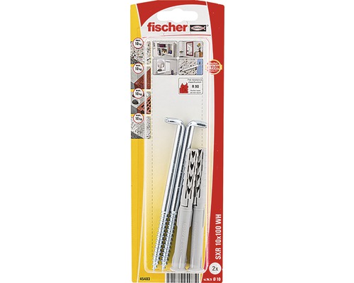 Dibluri plastic cu cârlig Fischer SXR 10x100 mm, pachet 2 bucăți