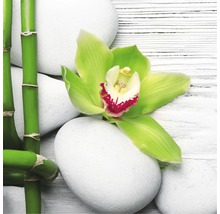 Tablou sticlă Flowers Stones Bamboos II 30x30 cm