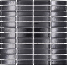 Mozaic piscină ceramic ST 350 negru lucios 29,1x30 cm