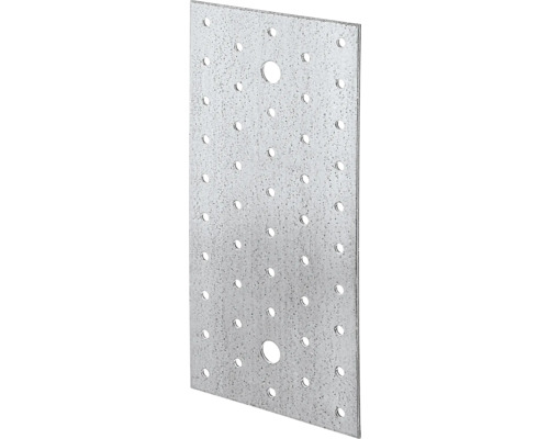 Placă perforată de îmbinare lemn Alberts 200x100x2 mm, oțel zincat Sendzimir Placă de conectare metalică cu numeroase găuri pentru fixare