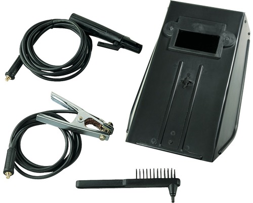 Set accesorii sudură MMA Telwin 16mm², 3 + 2 m, pentru transformatoare, 4 piese Accesorii aparat de sudură cu suport electrod, clemă de împământare, ecran de sudură și perie de sârmă