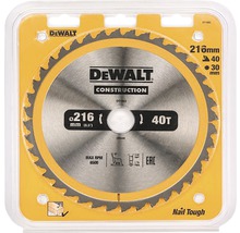 Disc de ferăstrău circular DeWalt cu diametrul de 216 milimetri în ambalaj