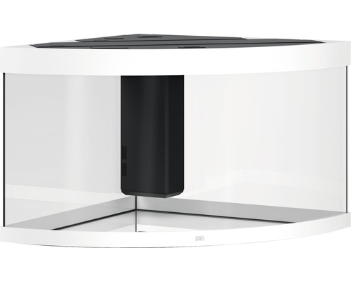 Acvariu alb de colț cu sistem de filtrare