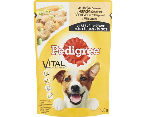 Hrană umedă pentru câini Pedigree cu pui și legume în sos 100 g