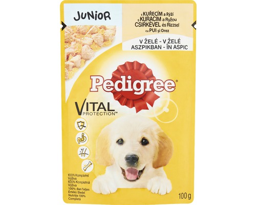 Hrană umedă pentru câini Pedigree Junior cu pui în aspic 100 g