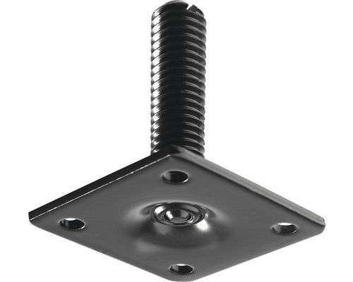 Plăcuță montaj picior mobilă Hettich 90x90 mm, cu filet M10 x 40mm, oțel negru Picior reglabil cu placă de montaj și tijă filetată