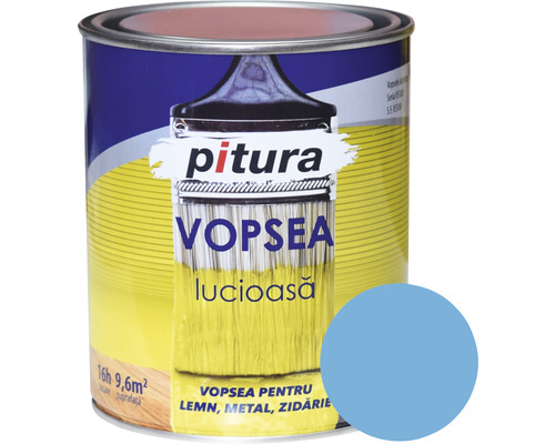 Vopsea universală Pitura albastru luminos 0,6 l Cutie cu vopsea email pentru lemn, metal și zidărie