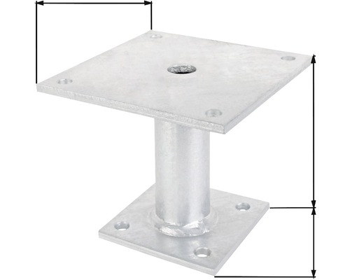 Suport metalic pentru stâlp cu bază pătrată și placă de montare