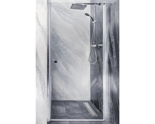 Ușă batantă Sanotechnik Sanoflex 95-97x195 cm, sticlă transparentă anticalcar, profil crom