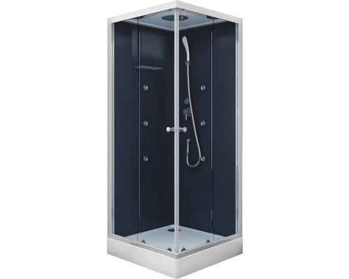Cabină de duș completă Aurlane Blue River Square 2,0 90x90x219 cm, profil crom