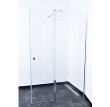 Paravan duș Sanotechnik Sanoflex, 2 piese, 117-119x195 cm, sticlă transparentă anticalcar, profil crom-thumb-0