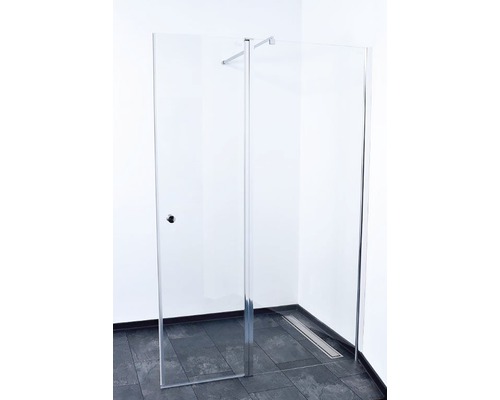 Paravan duș Sanotechnik Sanoflex, 2 piese, 117-119x195 cm, sticlă transparentă anticalcar, profil crom-0
