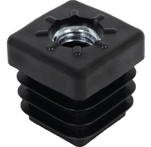 Capace cu filet pentru țeavă pătrată Kaiserthal 25x25 mm M8 plastic negru, 4 bucăți
