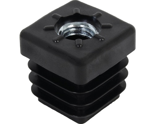 Capace cu filet pentru țeavă pătrată Kaiserthal 25x25 mm M8 plastic negru, 4 bucăți Dop de capăt pătrat cu inserție filetată pentru fixare pe mobilă și alte obiecte
