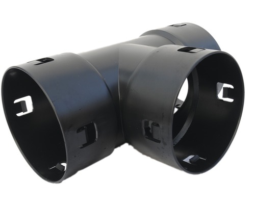 Piesă T/Teu ACO pentru tub/țeavă de drenaj 215x100 mm Ø 100 mm plastic negru Racord tip T din plastic pentru țevi cu conexiuni prin împingere