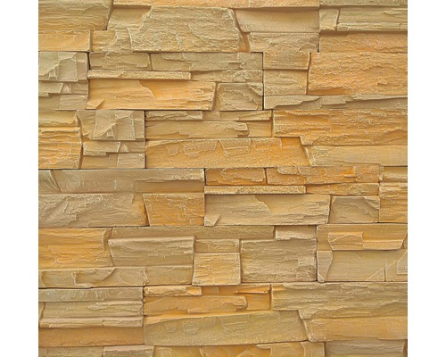 Piatră decorativă Orhei 02, multiformat, mix galben-crem Placaj de piatră cu aspect de piatră pentru decorarea pereților