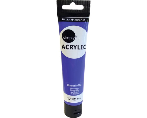 Culoare acrilică Simply 123 Ultramarine Blue 75 ml Tub de vopsea acrilică albastru ultramarin Daler Rowney Simply