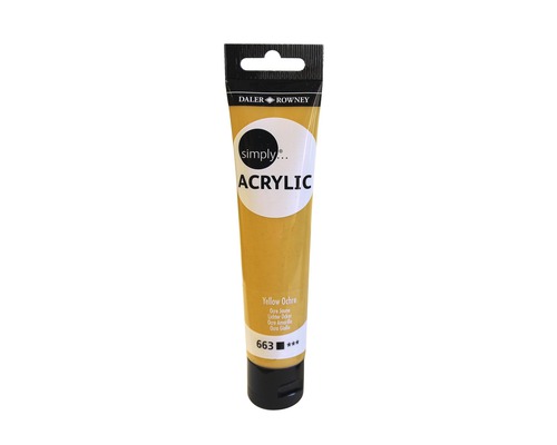 Culoare acrilică Simply 663 Yellow Ochre 75 ml Vopsea ocru galben într-un tub de la Daler-Rowney