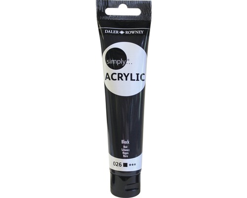 Culoare acrilică Simply negru 75 ml Tub cu vopsea acrilică neagră de la Daler Rowney