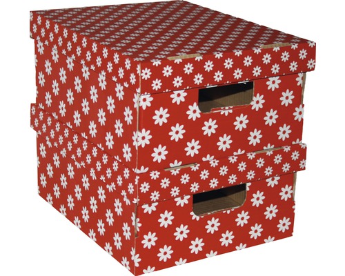 Set 2 cutii depozitare de carton cu capac, roșu 33x27x15 cm