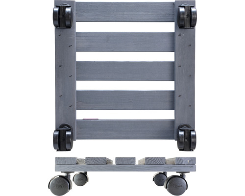 Suport mobil pentru plante din lemn cu rotile