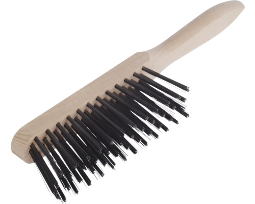 Perie de sârmă oțelită Lessmann 320mm, 4 rânduri de peri lungi, mâner din lemn Perie de sârmă cu mâner din lemn