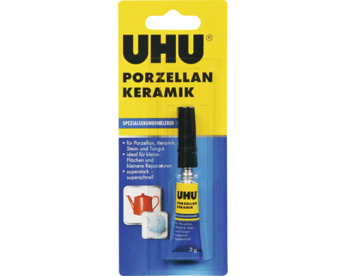 Adeziv instant UHU pentru porţelan/ceramică 3 g Uhu Porțelan Ceramică Adeziv special instant ambalaj