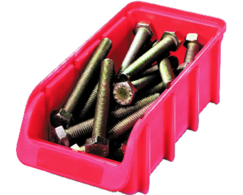 Cutie de depozitare roșie plină cu șuruburi