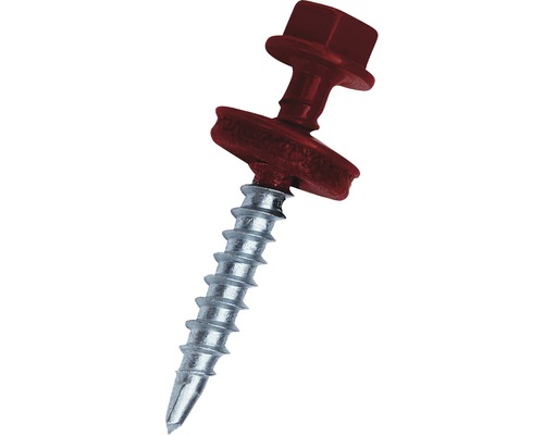 Șurub autoforant PRECIT RAL3011 4,8x19 mm 50 bucăți Șurub de construcție pentru acoperiș cu cap hexagonal și șaibă de etanșare