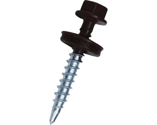 Șurub autoforant PRECIT maro chocolate 4,8x35mm 50 de bucăți Șurub autofiletant individual cu cap hexagonal și șaibă de etanșare