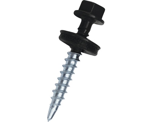 Șurub autoforant PRECIT negru 4,8x19 mm 250 bucăți Șurub de construcție acoperiș cu șaibă de etanșare