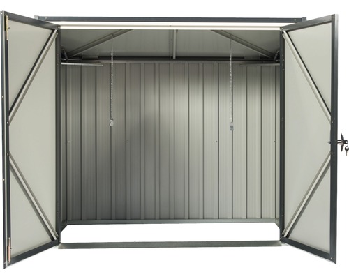 Cutie de scule deschisă din metal cu sistem de rafturi