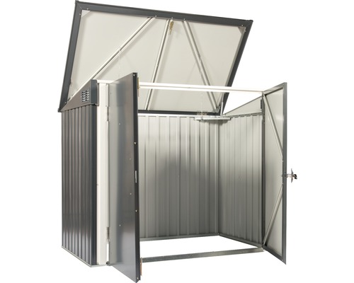 Șopron metalic deschis cu acoperișul ridicat