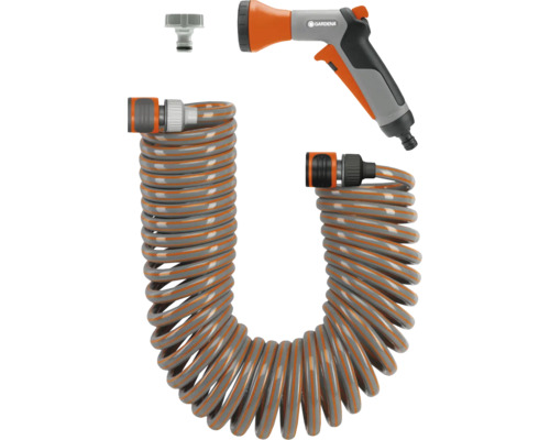 Set furtun spiralat pentru irigare Gardena, 10m, incl. pistol pentru stropit