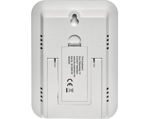 Spatele unei stații meteo cu dispozitiv de fixare