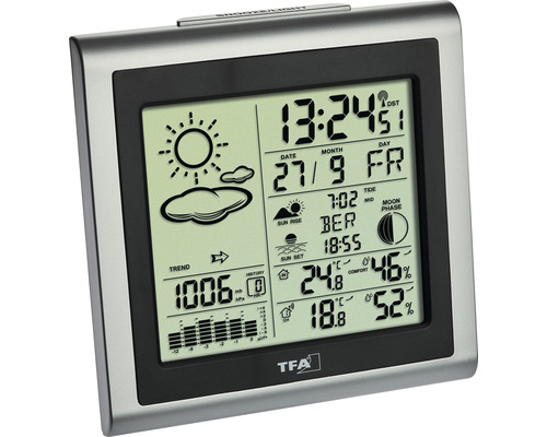 Stație meteo cu afișaj digital pentru oră, dată și prognoza meteo