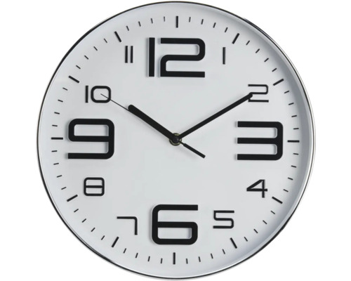 Ceas de perete 3D alb-argintiu Ø 30 cm