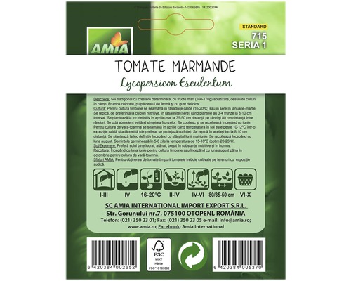Pachet de semințe de tomate Amia Marmande