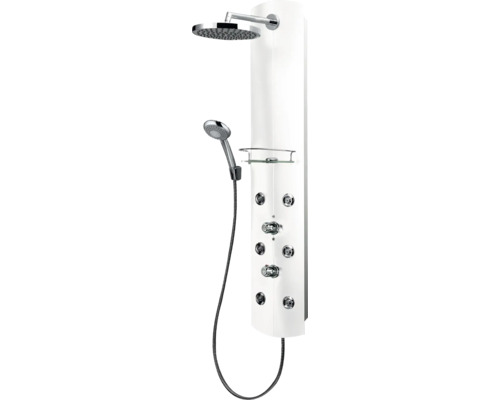 Panel de duș cu termostat și pară de duș fixă, D9675 04 aluminiu alb