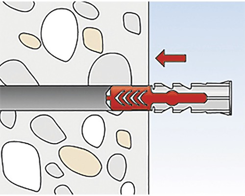 Ilustrație a unui diblu fixat într-un perete