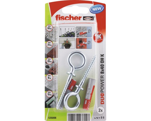 Dibluri Fischer DuoPower 8x40 cu inel, set de 2 bucăți