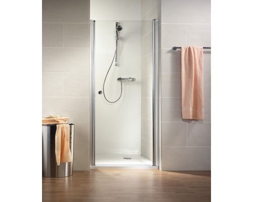 Ușă duș rotativă pentru nişă Schulte Garant, 80x200 cm, sticlă securizată transparentă, profil aluminiu, dreapta