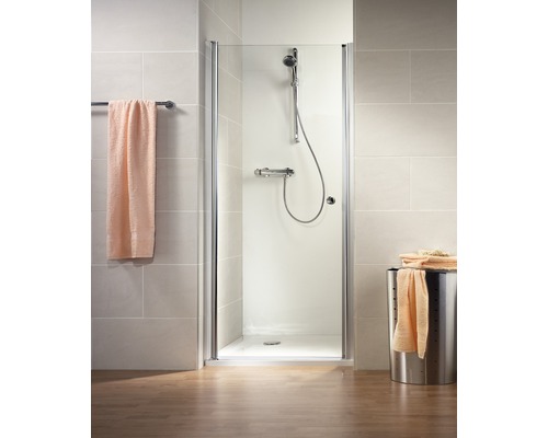 Ușă duș rotativă pentru nişă Schulte Garant 80x200 cm, sticlă securizată transparentă, profil aluminiu, stânga