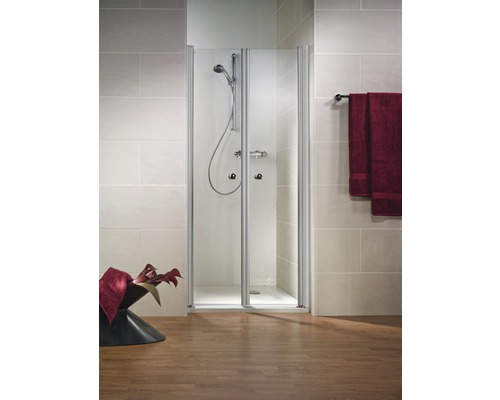 Ușă duș pendulară pentru nişă Schulte Garant, 100x200 cm, sticlă securizată transparentă, profil alunatur
