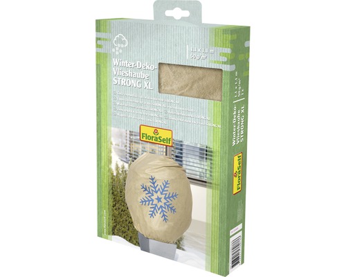 Husă protecţie iarnă plante FloraSelf Protect XL 1,1 x 1,1 m, bej/ albastru Ambalaj FloraSelf Winter-Deko-Vlieshaube Strong XL