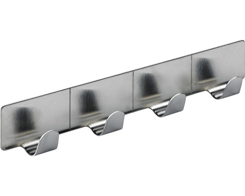 Cuier autoadeziv cu 4 cârlige Hettich Modern 160x28x20 mm, oțel nuanță inox