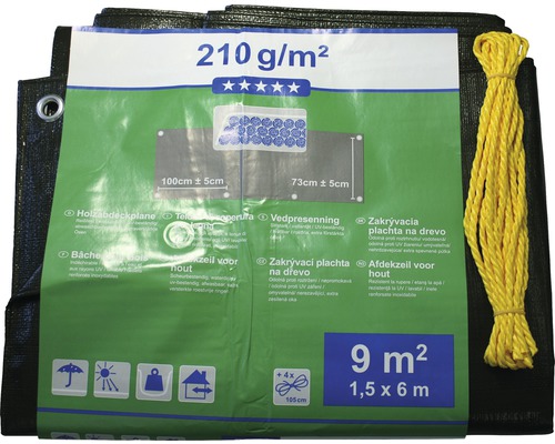 Prelată pentru lemn nouă metri pătrați cu șnur galben