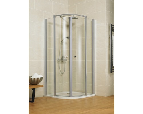Cabină de duș semirotundă Schulte Garant Bella II, 90x90x200 cm, sticlă securizată transparentă, profil alunatur-0